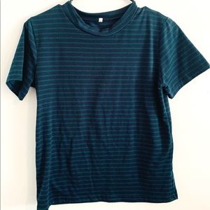 Navy & green striped tee